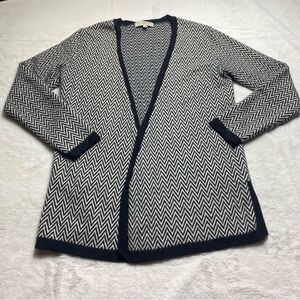 Blunauta Open Front Knit Black/White Wool and Angora Cardigan Size Small